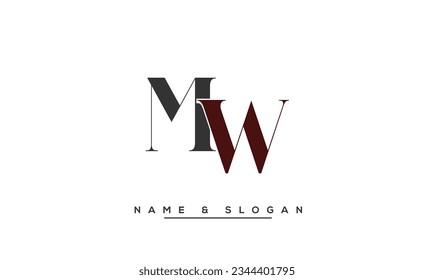 WM,  MW  Abstract Letters  Logo  Monogram