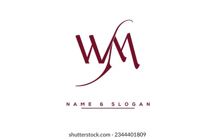 WM,  MW  Abstract Letters  Logo  Monogram