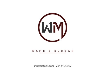 Monogramm für abstrakte WM-Logos, MW-Abstrakte Buchstaben