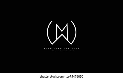 WM MW abstract vector logo monogram template