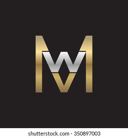 WM MW initial company square M shape silver gold logo black background