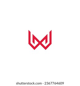 Estilo geométrico del logotipo WM o MW - color rojo.