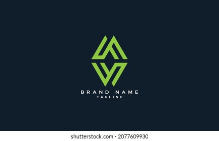 WM, MW, VV, VA, Resumen diseño inicial del logotipo del alfabeto en monograma