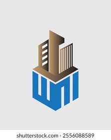 wm real state hexagon  vector letter logo