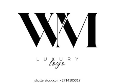 Logotipo de tipografía de monograma de letra WM Serif para una identidad de marca de Premium elegante