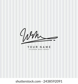 WM Simple Signature Logo - Handwritten Vector Template for W and M Logo