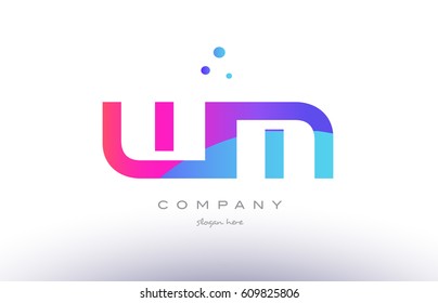 wm w m  creative pink purple blue modern dots creative alphabet gradient company letter logo design vector icon template