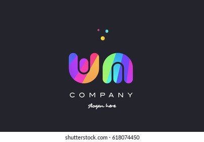 wm w m  creative rainbow green orange blue purple magenta pink artistic alphabet company letter logo design vector icon template