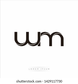 wm w m Initial Letter Split Lowercase Modern Monogram linked outline rounded logo