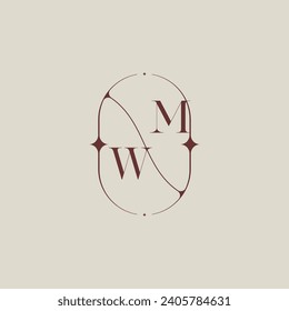 Clásico de boda WM en un elegante monograma con un diseño profesional de alta calidad que se imprimirá bien
