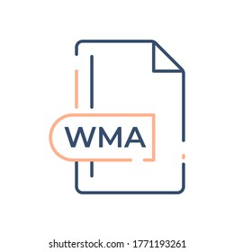 WMA File Format Icon. WMA extension line icon.