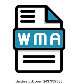 Wma file icon. flat audio file, icons format symbols. Vector illustration. can be used for website interfaces, mobile applications and software