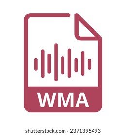 WMA File Icon. Vector File Format. Audio File Extension Modern Flat Design