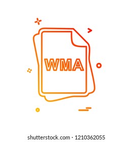 WMA file type icon design vector