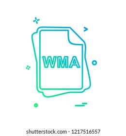 WMA file type icon design vector