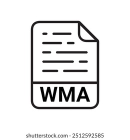 WMA icon, WMA outline vector icon. Thin line black WMA icon, flat vector simple element illustration from editable big data concept isolated on white background