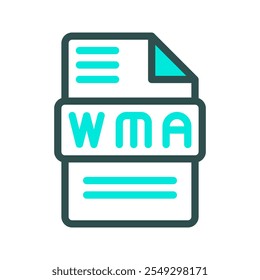 Wma minimalist outline symbol with dynamic colors for audio format