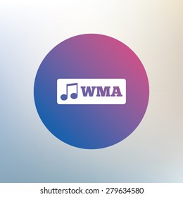 Wma music format sign icon. Musical symbol. Icon on blurred background. Vector