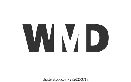 WMD logo design. Initial letter W M D bold font style for tech startups, consulting, corporate branding. Creative company name, headlines typography identity, trendy logotype. Vector illustration.