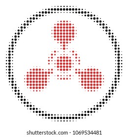 WMD Nerve Agent Chemical Warfare halftone vector pictogram. Illustration style is dotted iconic WMD Nerve Agent Chemical Warfare icon symbol on a white background. Halftone pattern is round elements.