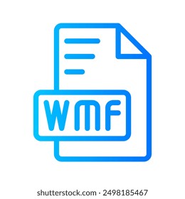 Wmf Icono de gradiente de imagen de archivo de documento. format file type icons symbol, Extensión, tipo de datos, Ilustración vectorial.