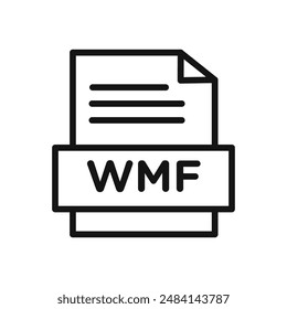 Icono de documento de archivo WMF en blanco y negro Vector