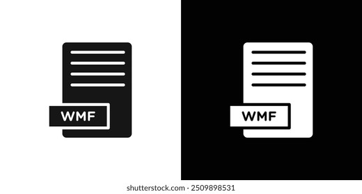 WMF File Document Icon Conjunto de logotipo de Vector de arte de línea negra