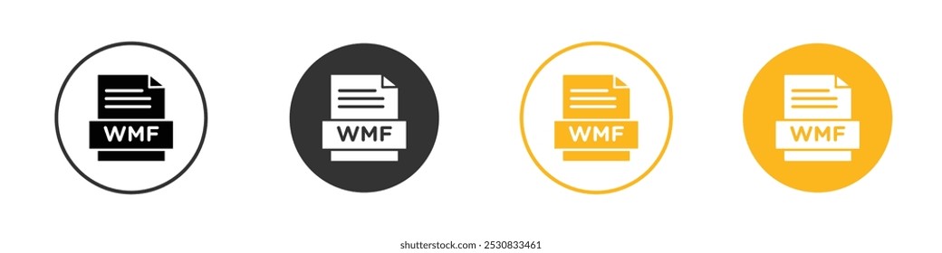 Icono de documento de archivo WMF signo de contorno de Vector en blanco y negro