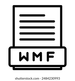 Diseño de iconos de documento de archivo WMF en estilo relleno y contorneado