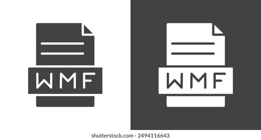 Icono de documento de archivo WMF Conjunto plano en Vector de contorno de color blanco y negro