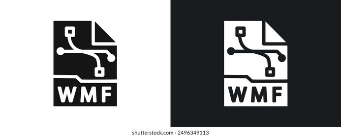 Vector de conjunto de gráficos lineales WMF File Document Icon en negro