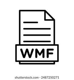 WMF Archivo Documento marca de logotipo lineal en blanco y negro