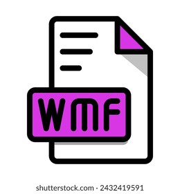 Icono de formato de archivo Wmf. escriba archivo Editable Bold Outline With Color Fill Design icon. Ilustración vectorial.