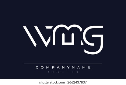 Diseño minimalista del logotipo de WMG con Formas geométricas y tipografía simple. Diseño de logotipo de carta Abstractas