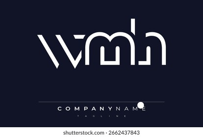 WMH Minimalistic Logo Design Featuring Geometric Shapes and Simple Typography. Abstract letter logo design