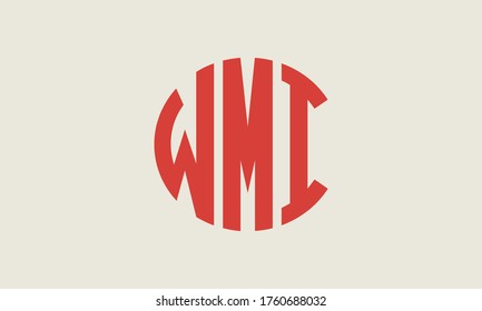 WMI Circle Emblem Abstraktes Monogramm Buchstaben Zeichen Vektorlogo Vorlage
