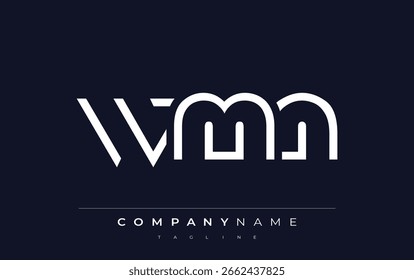 WMN Minimalistic Logo Design Featuring Geometric Shapes and Simple Typography. Abstract letter logo design