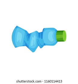 Wmpty blue spray bottle. Plastic waste for recycling. Pollution and ecology theme. Flat vector element for social advertising poster