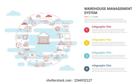 wms warehouse management concept for infographic template banner with four point list information