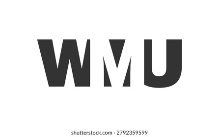 WMU logo design. Initial letter W M U bold font style for tech startups, consulting, corporate branding. Creative company name, headlines typography identity, trendy logotype. Vector illustration.