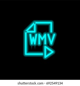 Wmv blue glowing neon ui ux icon. Glowing sign logo vector