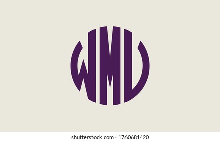 WMV Circle Emblem Abstract Monogram Letter Mark Vector Logo Template