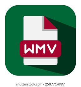 Wmv document file type flat icon., format, extension. suitable for presentations, applications and web. vector illustration.