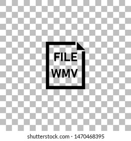 WMV File. Black flat icon on a transparent background. Pictogram for your project