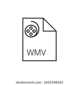 ícone de extensão de arquivo wmv contorno traçado editável eps 