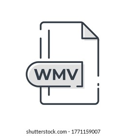 WMV File Format Icon. WMV extension line icon.