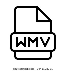 Wmv File Icon. Type Files Sign outline symbol Design, Icons Format Type Data. Vector Illustration.