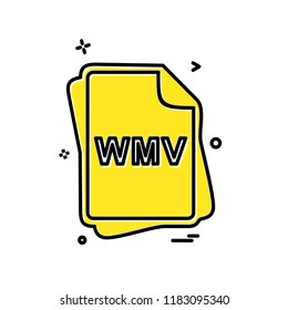 WMV file type icon design vector
