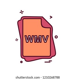 WMV file type icon design vector