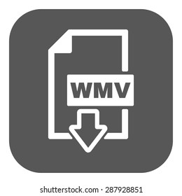 The WMV icon. Video file format symbol. Flat Vector illustration. Button